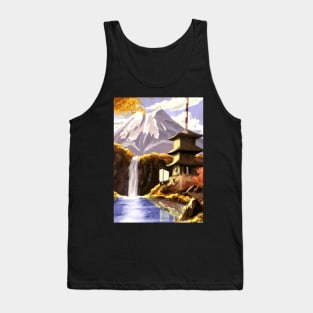 Japan Tower Waterfall Painting Tank Top